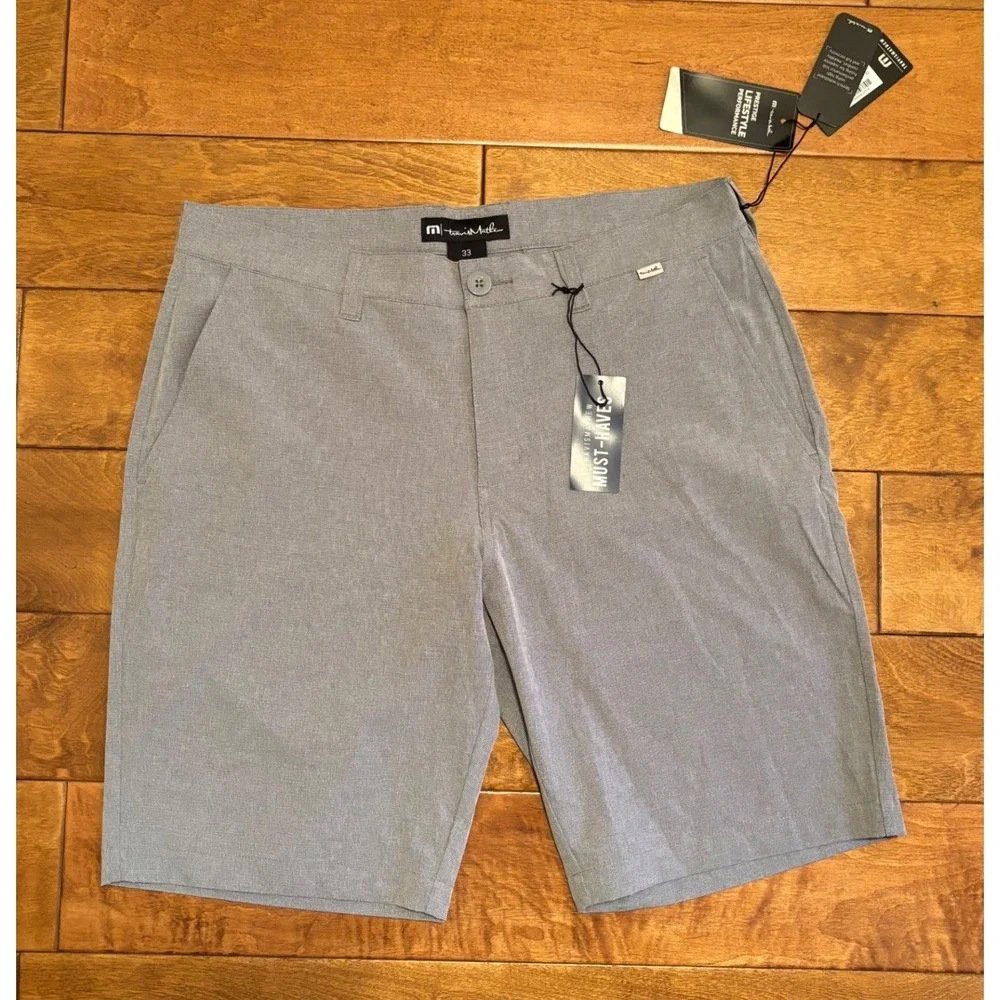 TravisMathew Beck Shorts Mens 33 Light Grey Performance Golf Lifestyle 1MM208